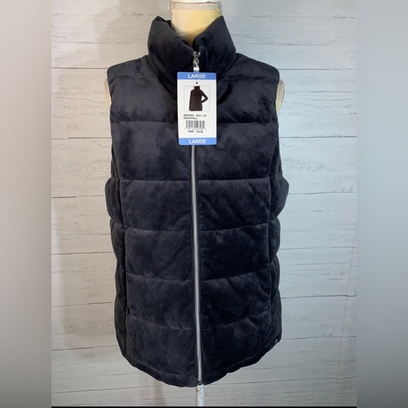 ZEROXPOSUR Dark Gray Large juniors Full Zip Soft Velour Vest Front Pockets NEW - Picture 1 of 12